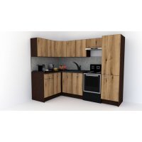 Bucatarie de Colt GENA NEW 2 ST. 140-250, Fara Corp de Cuptor, Wenge / Decor K365